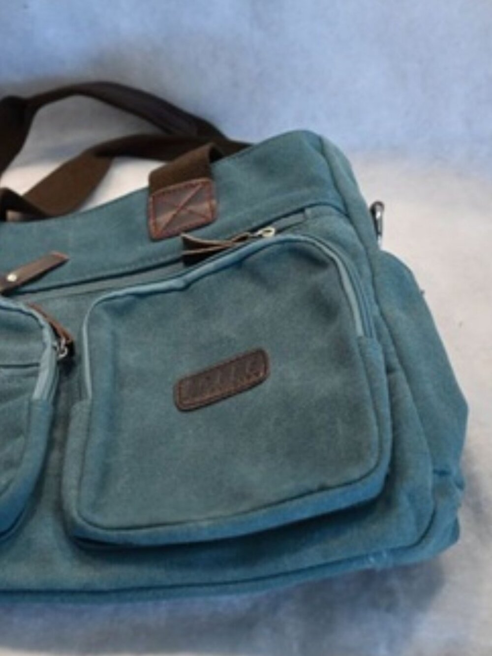TOLFE Tough Life Teal Heavyweight Canvas Tote Messenger Bag - Picture 3 of 11